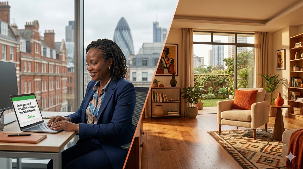 diaspora Kenyan property owner earning short-term rental income remotely via M-Pesa Trubay Stayz