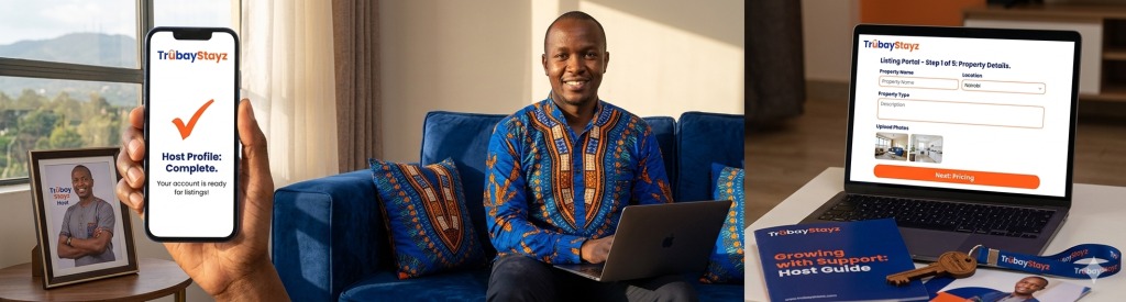 Kenyan host signing up to list property on Trubay Stayz short-term rental platform