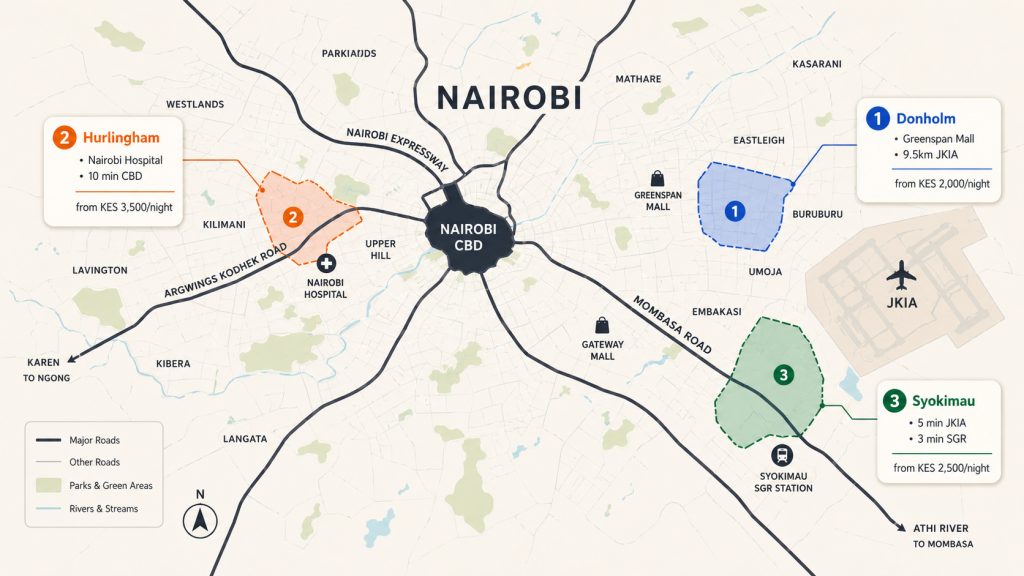 apartments Donholm Hurlingham Syokimau Nairobi pricing 2026 Trubay Stayz