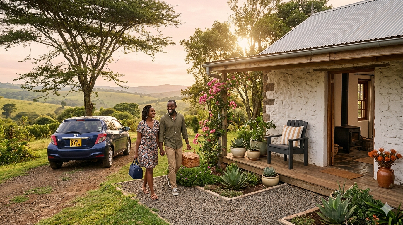 A weekend getaway in Kenya — affordable, romantic, and within 2 hours of Nairobi. From Machakos hills to Naivasha lakeside, every Trubay Stayz cottage is verified and bookable with M-Pesa from KES 2,500/night.